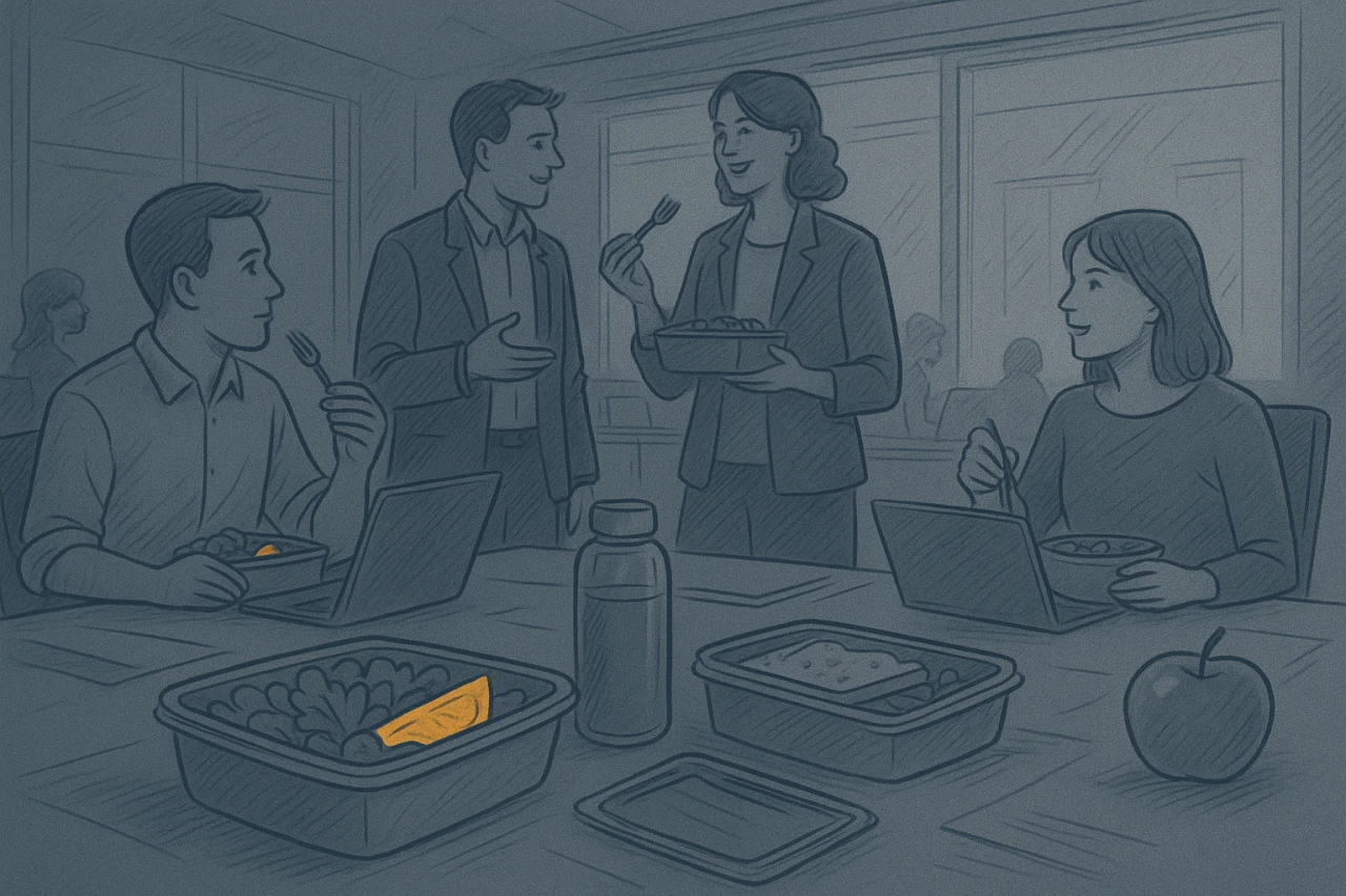 Team enjoying lunch together